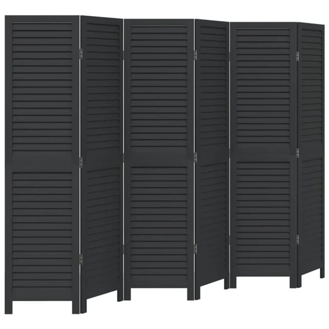 vidaXL 6 Tlg Paravent Schwarz Massivholz Paulownia 358857