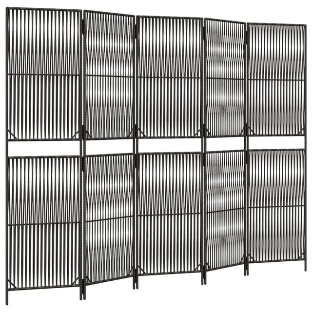 vidaXL Paravent 5 Tlg Grau Poly Rattan 365382