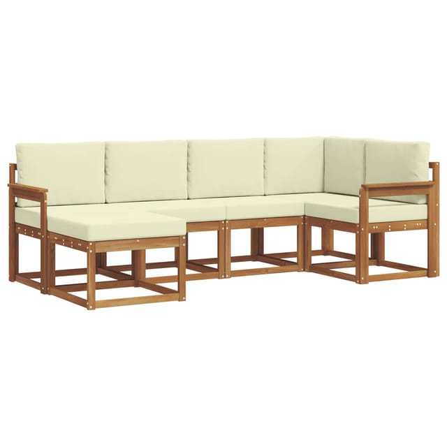 vidaXL Outdoor-Sofagarnitur mit Kissen 6 Stk Natur und Creme 3366628