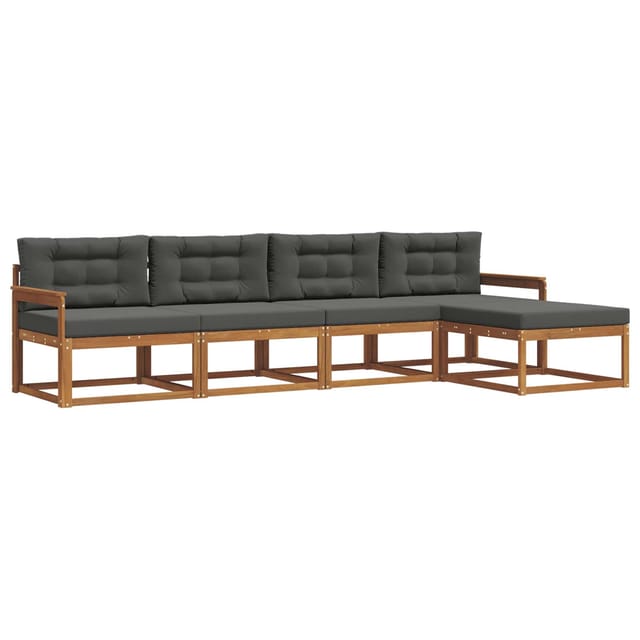 vidaXL Outdoor-Sofagarnitur mit Kissen 5 Stk Natur und Anthrazit 3367430