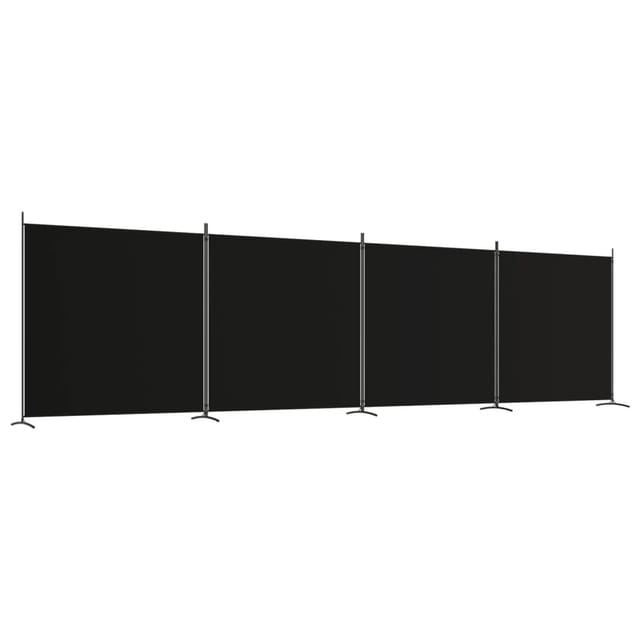 vidaXL 4 Tlg Paravent Schwarz 698x180 cm Stoff 350285