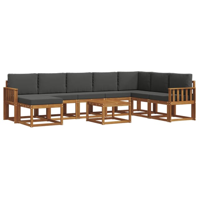 vidaXL Outdoor-Sofagarnitur mit Kissen 9-Tlg Natur und Anthrazit 3366845