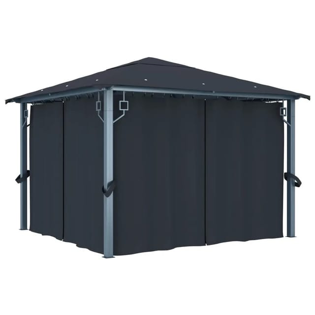 vidaXL Pavillon mit Vorhängen 300x300 cm Anthrazit Aluminium 48043