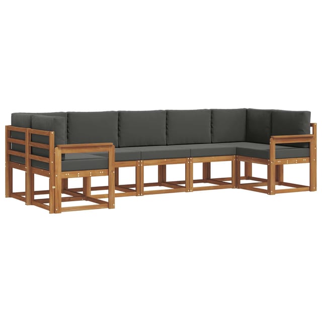 vidaXL Outdoor-Sofagarnitur mit Kissen 7-Tlg Natur und Anthrazit 3366910