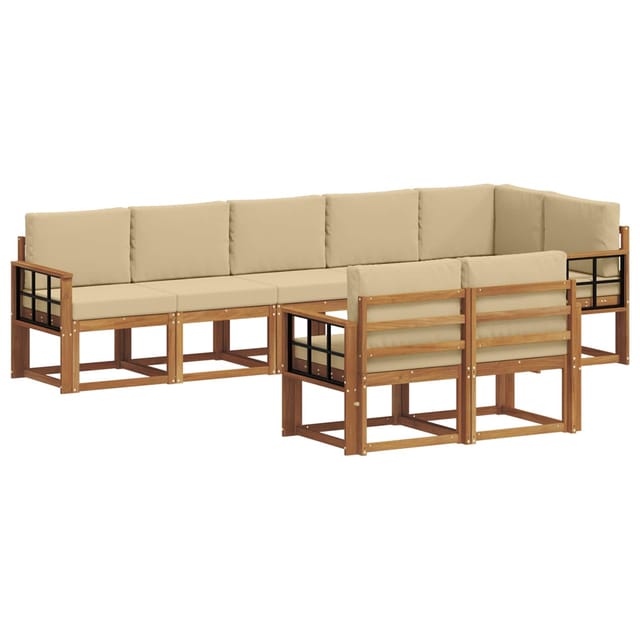 vidaXL Outdoor-Sofagarnitur mit Kissen 8 Stk Natur und Beige 3366581