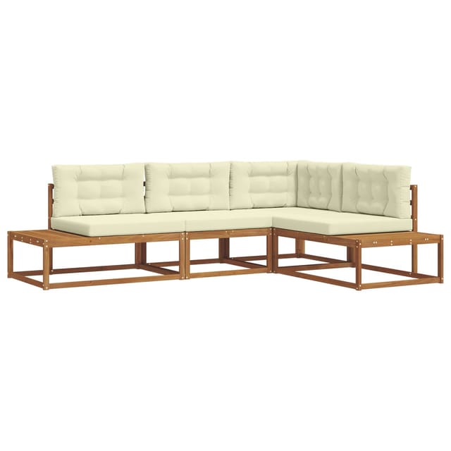 vidaXL Outdoor-Sofagarnitur 4 Stück Natur und Creme 3368133