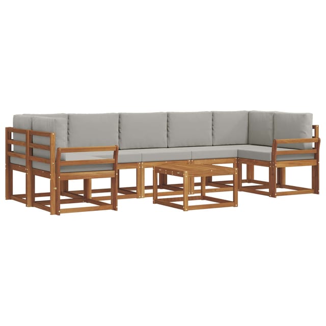 vidaXL Outdoor-Sofagarnitur mit Kissen 8 Stk Natur und Hellgrau 3366149
