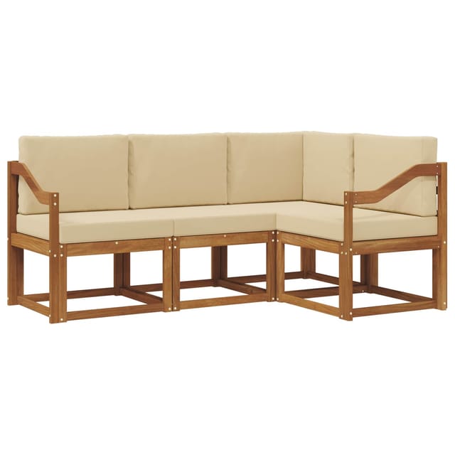 vidaXL Outdoor-Sofagarnitur mit Kissen 4 Stk Natur und Beige 3366341