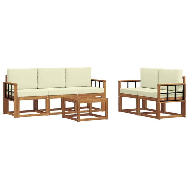 vidaXL Outdoor-Sofagarnitur mit Kissen 6 Stk Natur und Creme 3366018