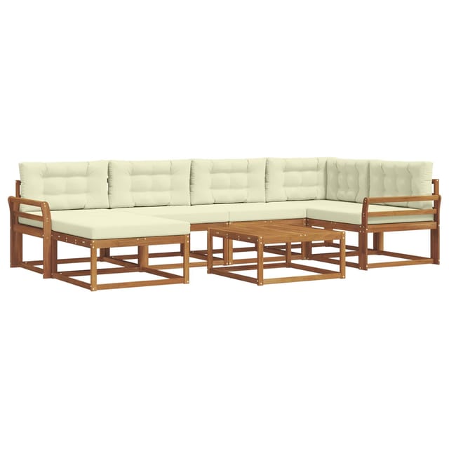 vidaXL Outdoor-Sofagarnitur mit Kissen 7-Tlg Natur und Creme 3367858