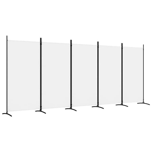 vidaXL 5 Tlg Paravent Weiß 433x180 cm Stoff 350266
