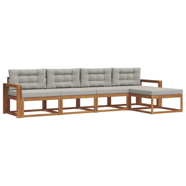 vidaXL Outdoor-Sofagarnitur mit Kissen 5 Stk Natur und Hellgrau 3367444