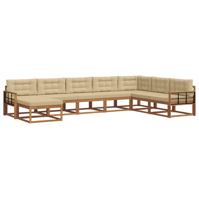 vidaXL Outdoor-Sofagarnitur mit Kissen 8-Tlg Natur und Beige 3368011