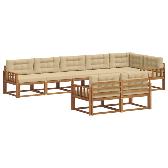 vidaXL Outdoor-Sofagarnitur mit Kissen 8-Tlg Natur und Beige 3367751