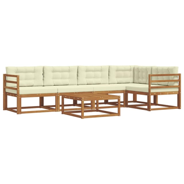 vidaXL Outdoor-Sofagarnitur mit Kissen 6-Tlg Natur und Creme 3367598