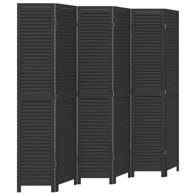 vidaXL 6 Tlg Paravent Schwarz Massivholz Paulownia 358859