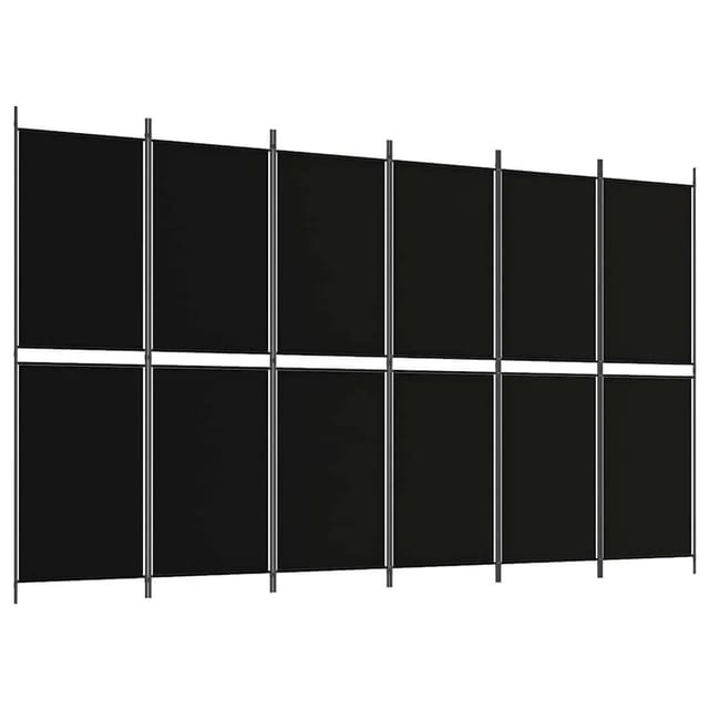 vidaXL 6 Tlg Paravent Schwarz 300x180 cm Stoff 350225