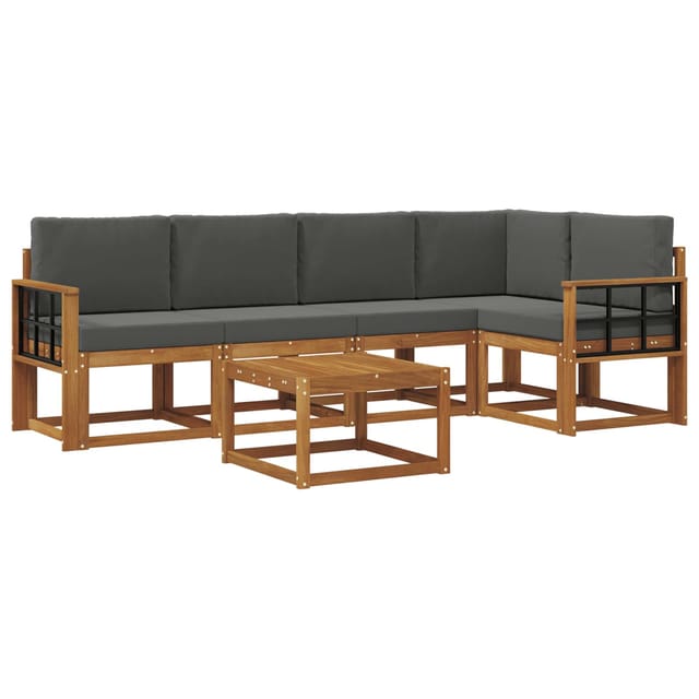 vidaXL Outdoor-Sofagarnitur mit Kissen 6 Stk Natur und Anthrazit 3366440