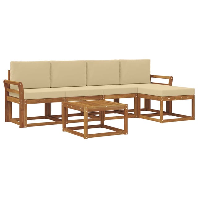 vidaXL Outdoor-Sofagarnitur 6 Stk Natur und Beige Massivholz Akazie 3366291