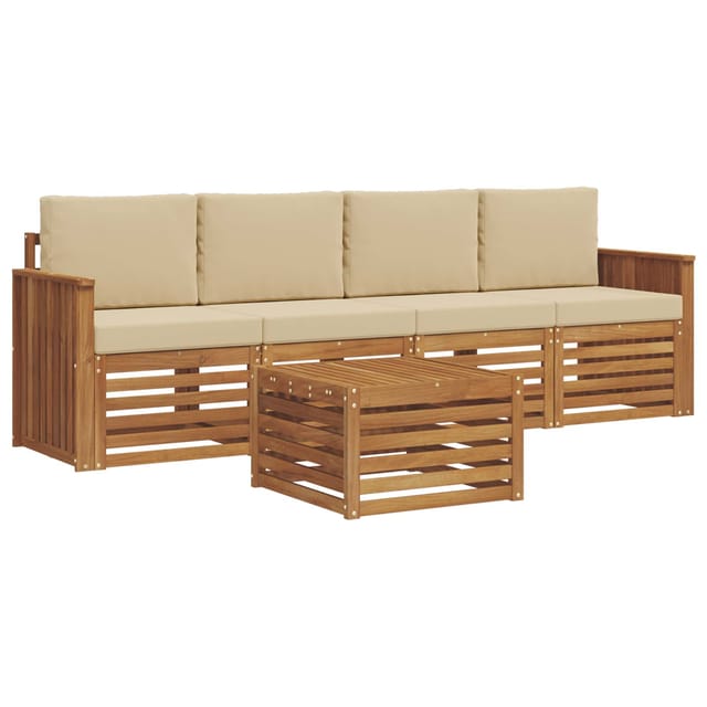 vidaXL Sofagarnituren mit Kissen Natur und Beige Massivholz Akazie 3374328