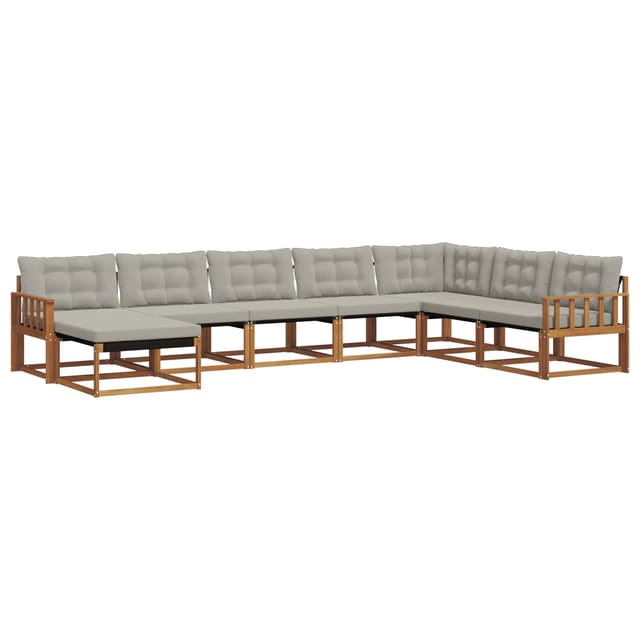 vidaXL Outdoor-Sofagarnitur mit Kissen 8-Tlg Natur und Hellgrau 3369742