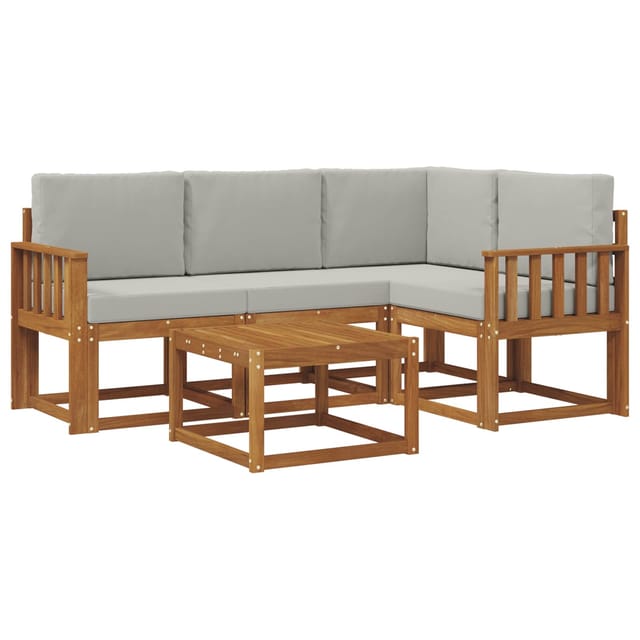 vidaXL Outdoor-Sofagarnitur mit Kissen 5 Stk Natur und Hellgrau 3366354