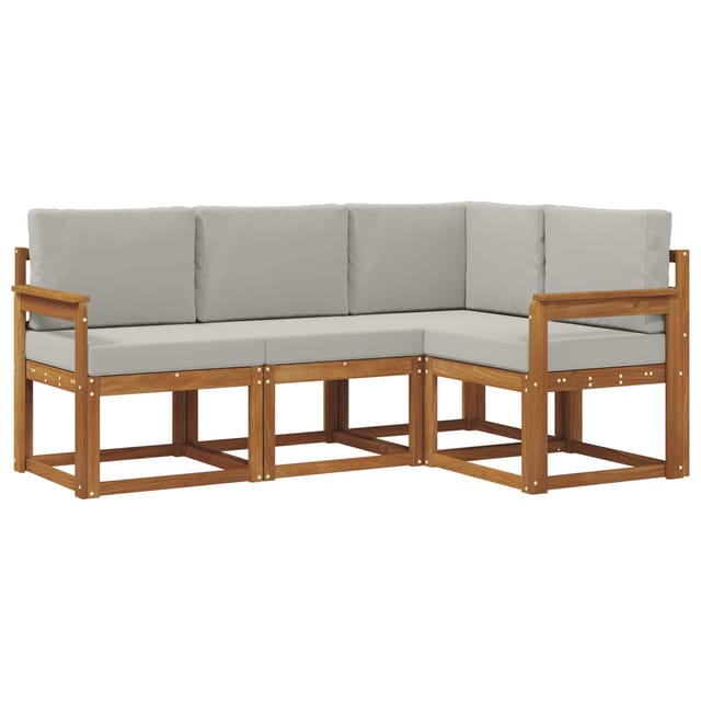 vidaXL Outdoor-Sofagarnitur mit Kissen 4 Stk Natur und Hellgrau 3366314