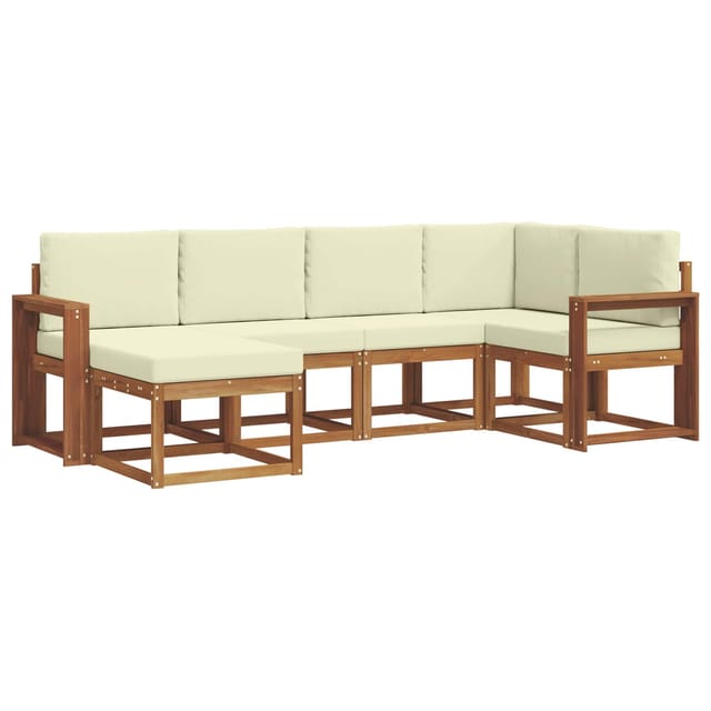 vidaXL Outdoor-Sofagarnitur mit Kissen 6 Stk Natur und Creme 3366643