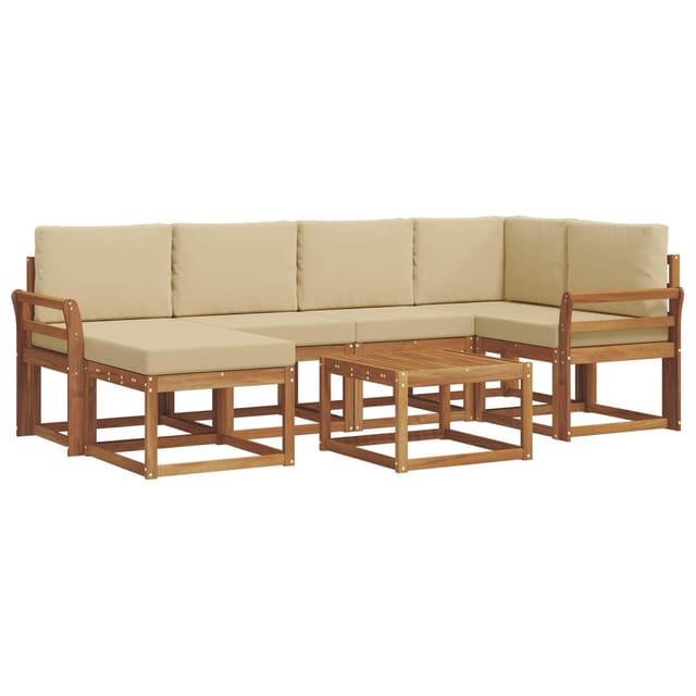 vidaXL Outdoor-Sofagarnitur mit Kissen 7 Stk Natur und Beige 3366676