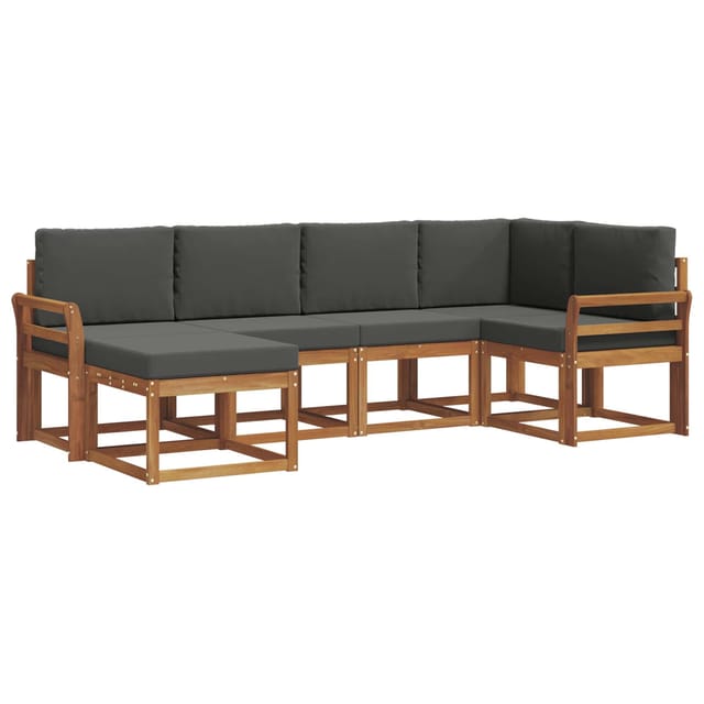 vidaXL Outdoor-Sofagarnitur mit Kissen 6 Stk Natur und Anthrazit 3366640