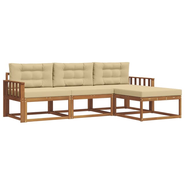 vidaXL Outdoor-Sofagarnitur mit Kissen 4-Tlg Natur und Beige 3367401