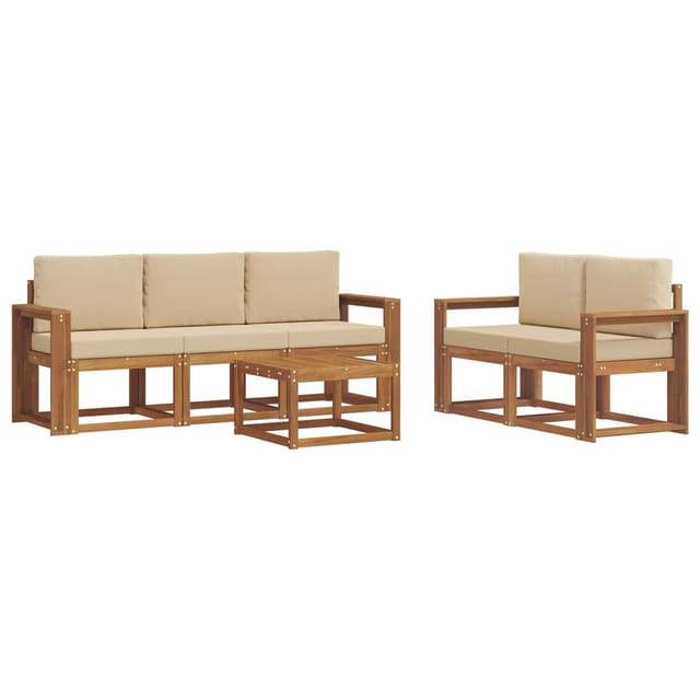 vidaXL Outdoor-Sofagarnitur mit Kissen 6 Stk Natur und Beige 3366016