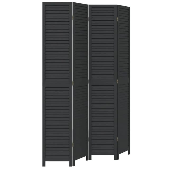 vidaXL 4 Tlg Paravent Schwarz Massivholz Paulownia 358852