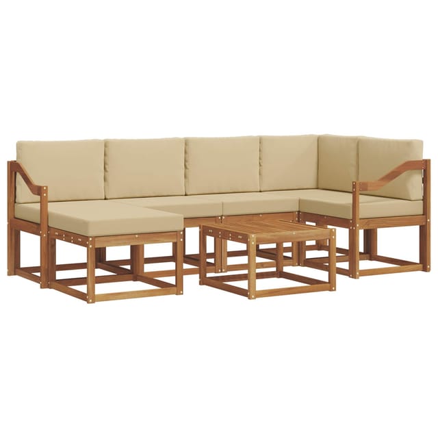 vidaXL Outdoor-Sofagarnitur mit Kissen 7 Stk Natur und Beige 3366691