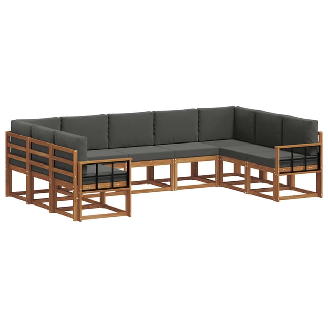 vidaXL Outdoor-Sofagarnitur mit Kissen 9 Stk Natur und Anthrazit 3366995