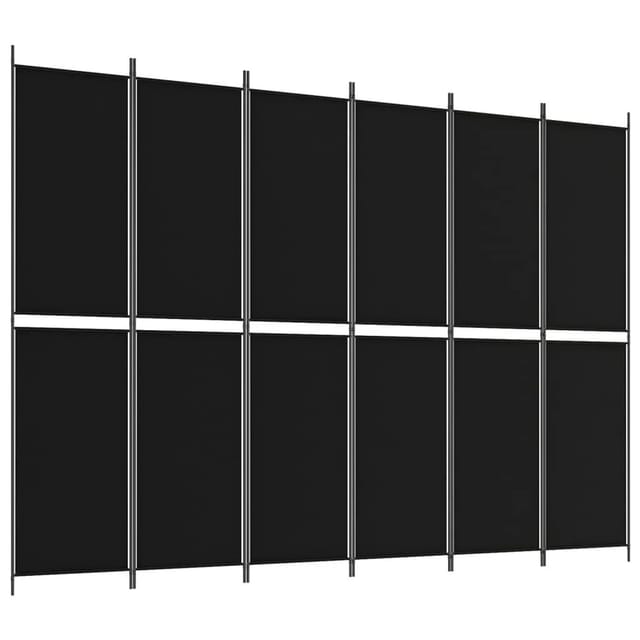 vidaXL 6 Tlg Paravent Schwarz 300x220 cm Stoff 350257