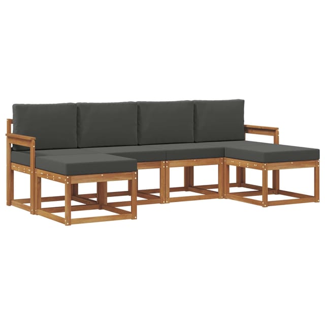vidaXL Outdoor-Sofagarnitur mit Kissen 6 Stk Natur und Anthrazit 3366770