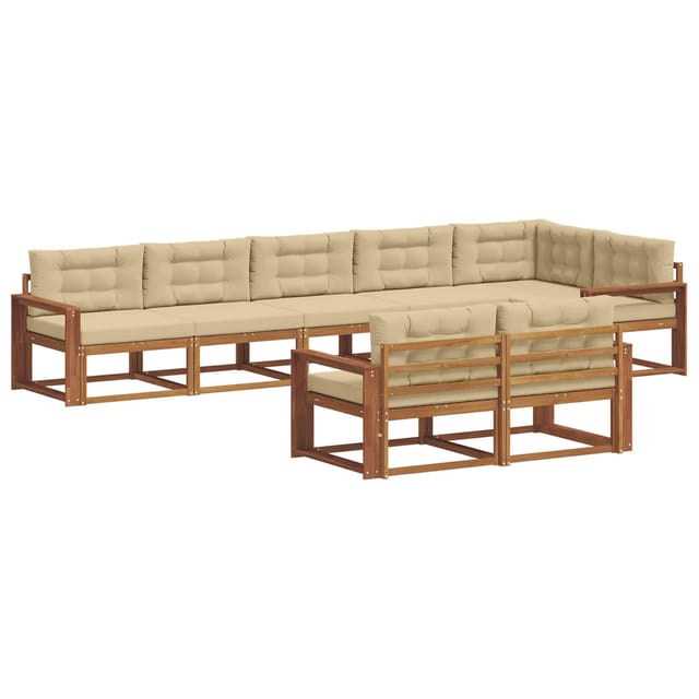 vidaXL Outdoor-Sofagarnitur mit Kissen 8-Tlg Natur und Beige 3367761