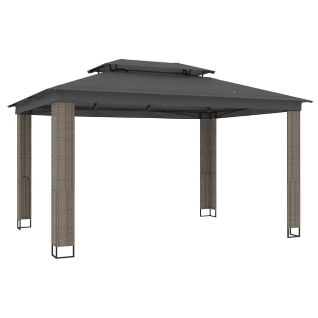 vidaXL Pavillon mit Doppeldach Anthrazit 3,94x2,96 m Stahl 368447