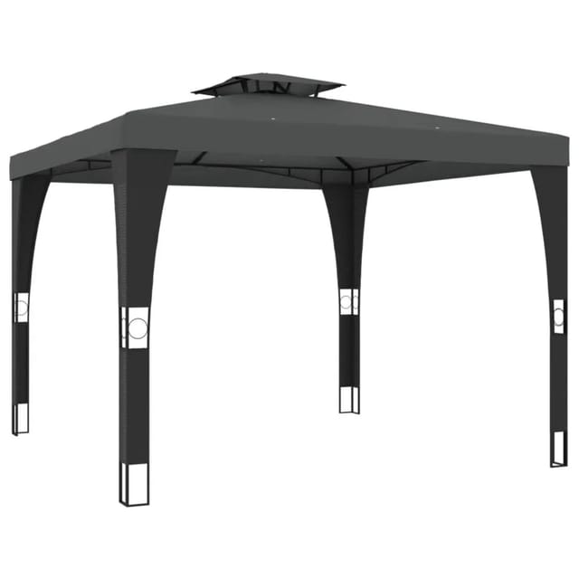 vidaXL Pavillon mit Doppeldach Anthrazit 2,98x2,98 m Stahl 368441