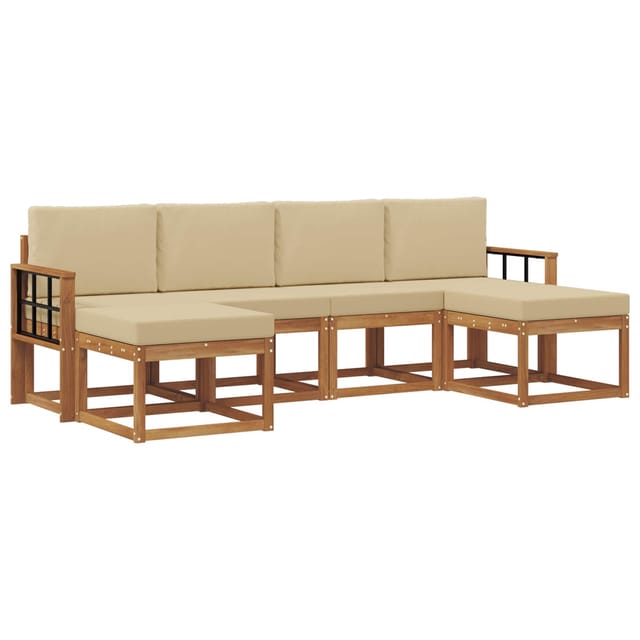 vidaXL Outdoor-Sofagarnitur 6 Stk Natur und Beige Holzwerkstoff 3366791