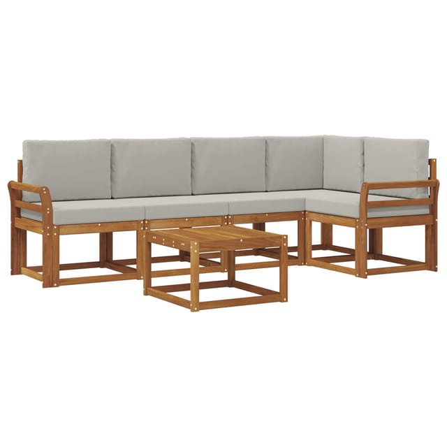 vidaXL Outdoor-Sofagarnitur mit Kissen 6 Stk Natur und Hellgrau 3366429