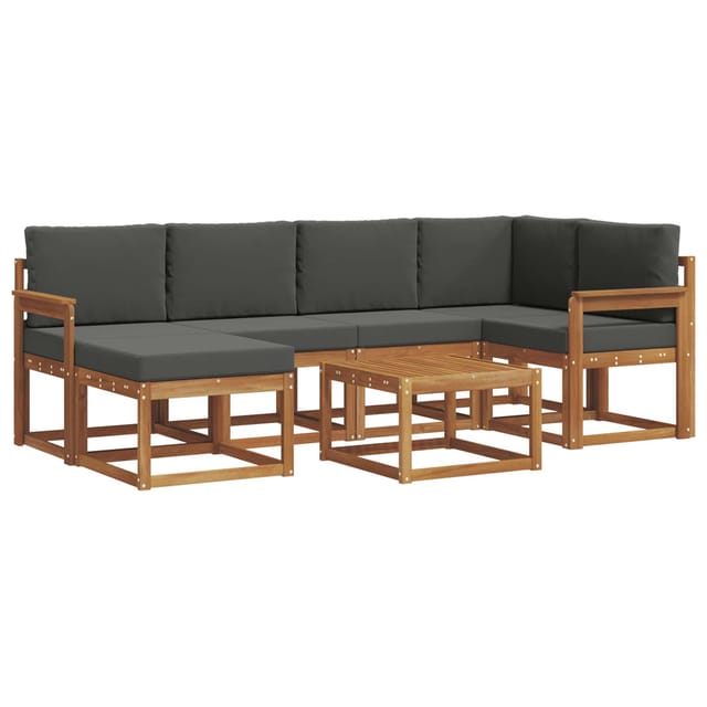 vidaXL Outdoor-Sofagarnitur mit Kissen 7 Stk Natur und Anthrazit 3366665