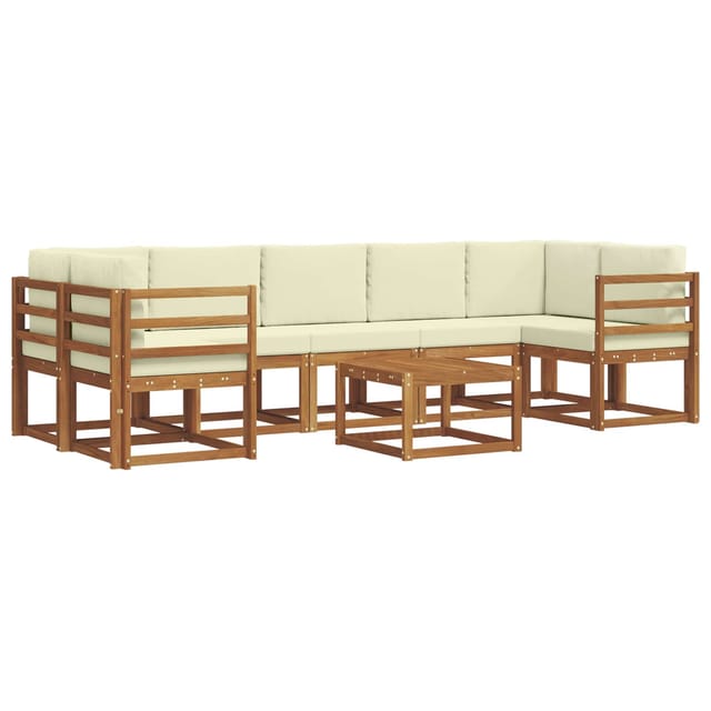 vidaXL Outdoor-Sofagarnitur mit Kissen 8 Stk Natur und Creme 3366133