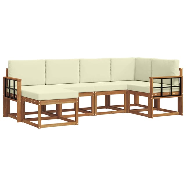 vidaXL Outdoor-Sofagarnitur mit Kissen 6 Stk Natur und Creme 3366648