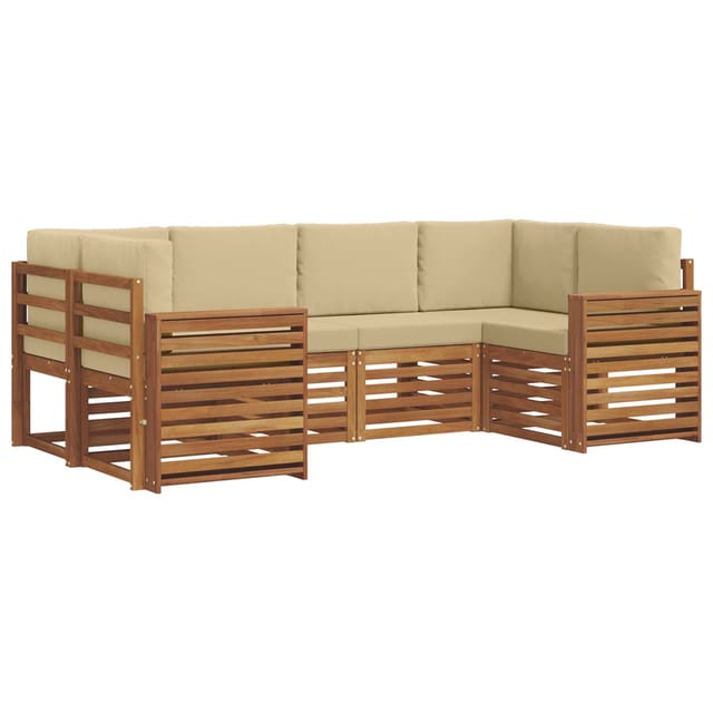 vidaXL Sofagarnituren 6-Tlg Natur und Beige Massivholz Akazie 3375378