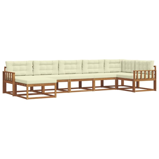 vidaXL Outdoor-Sofagarnitur mit Kissen 7-Tlg Natur und Creme 3367888