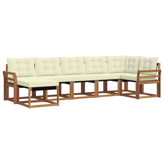 vidaXL Outdoor-Sofagarnitur mit Kissen 7-Tlg Natur und Creme 3368881