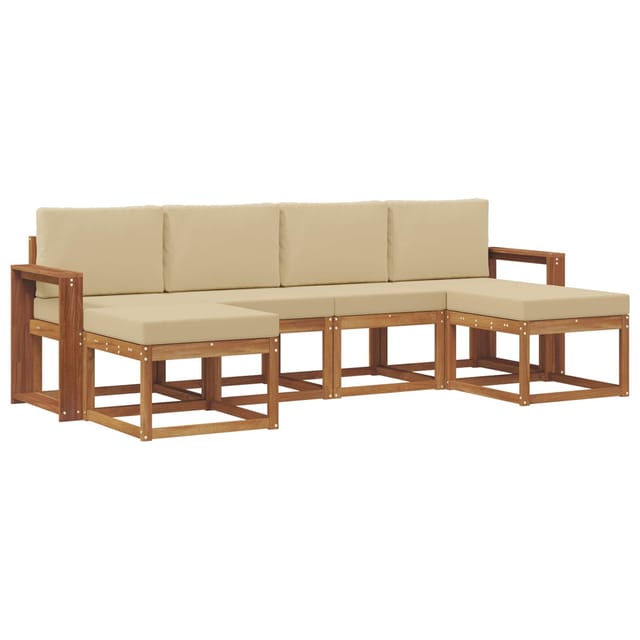 vidaXL Outdoor-Sofagarnitur 6 Stk Natur und Beige Holzwerkstoff 3366786