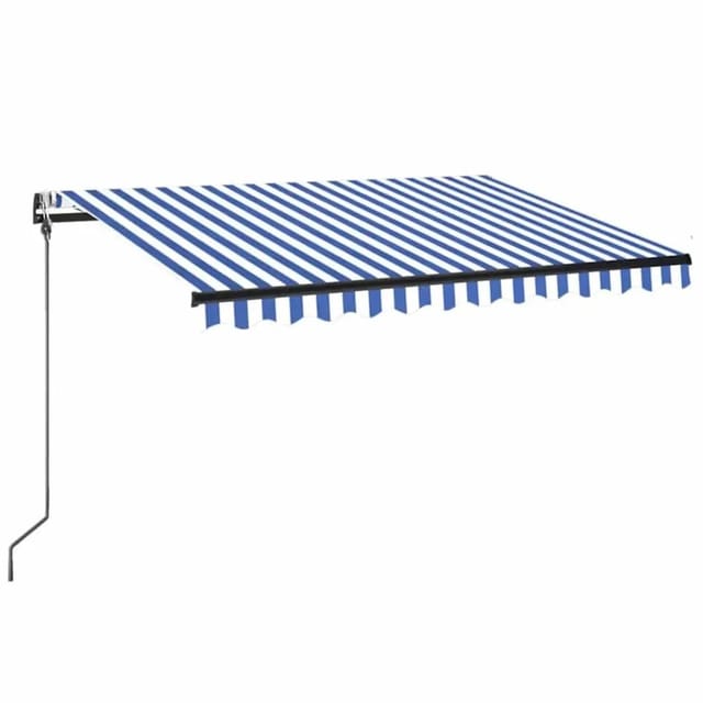 vidaXL Automatische Markise mit LED Windsensor 350x250 cm Blau Weiß 3069091